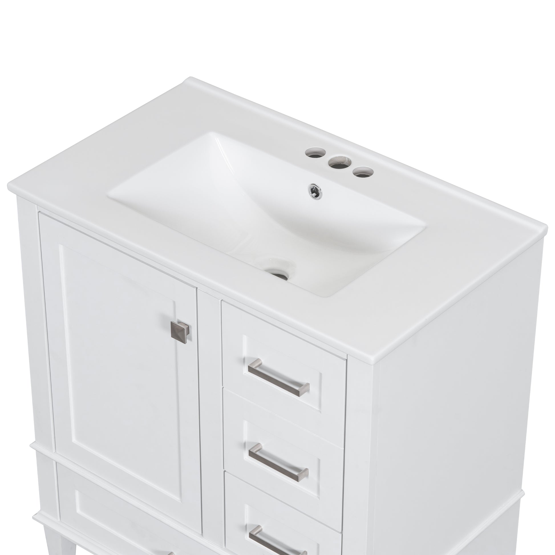 30" Bathroom Vanitymodern Bathroom Cabinet With Sink Combo Set, Bathroom Storage Cabinet With A Soft Closing Door And 3 Drawers, Solid Wood Frame White White Bathroom Solid Wood Mdf