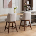 Counter Height Swivel Barstools, 26'' H Seat Height Upholstered Bar Stools Set Of 2, Fabric In Ivory Beige American Design Foam Wood Fabric