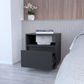 Black 1 Drawer Nightstand Black 1 Drawer Bedroom Open Storage Wheels Black Wood