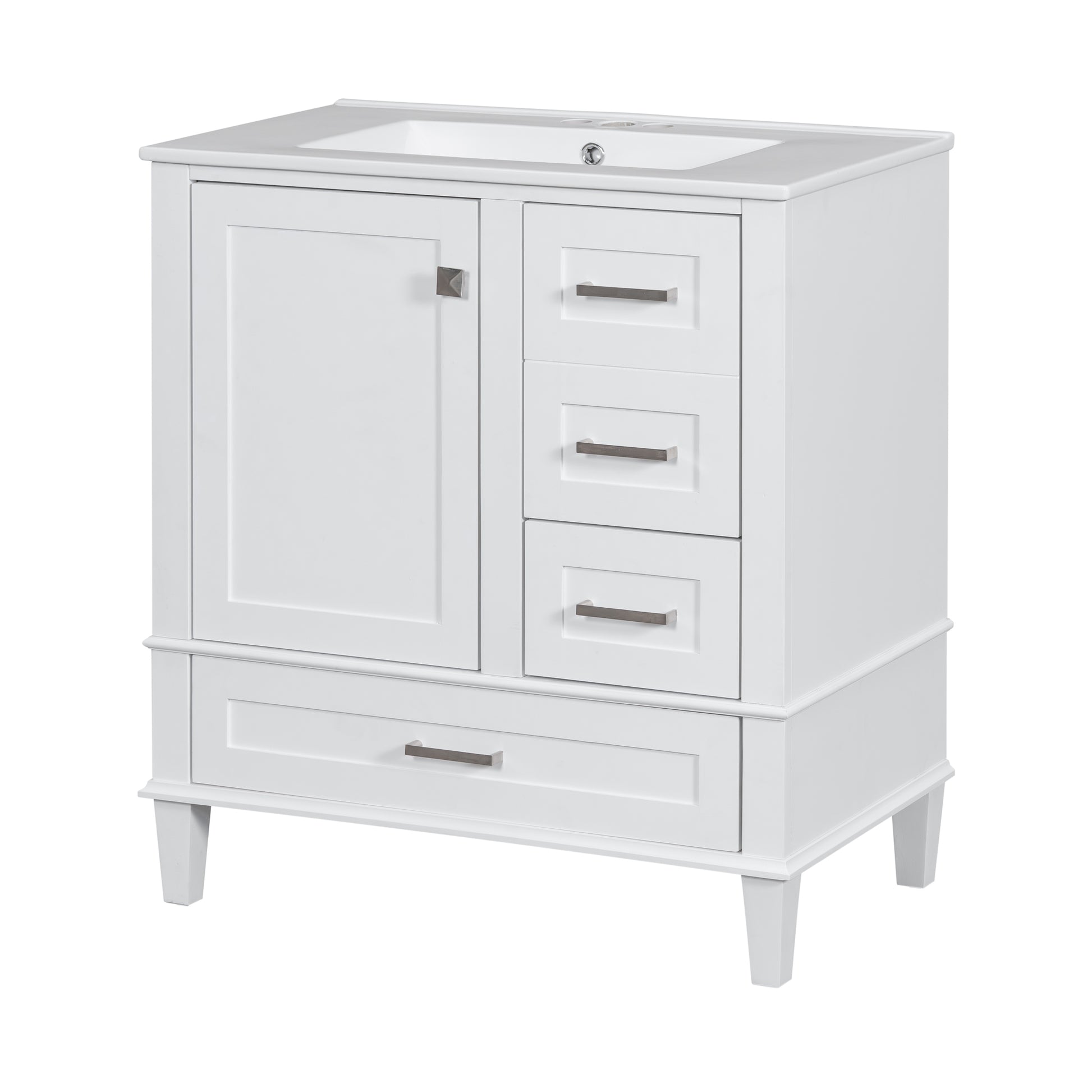 30" Bathroom Vanitymodern Bathroom Cabinet With Sink Combo Set, Bathroom Storage Cabinet With A Soft Closing Door And 3 Drawers, Solid Wood Frame White White Bathroom Solid Wood Mdf