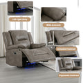 3 Seater Home Theater Recliner Manual Recliner Chair With A Led Light Strip Two Built In Cup Holders For Living Room,Bedroom, Grey Grey Foam Pu