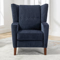 Mid Century Chenille Wingback Recliner Chair, Button Tufted Design Pushback Recliner Chair With Armrest And Solid Wood Legs, For Bedroom Living Room, Navy Blue Navy Blue Chenille