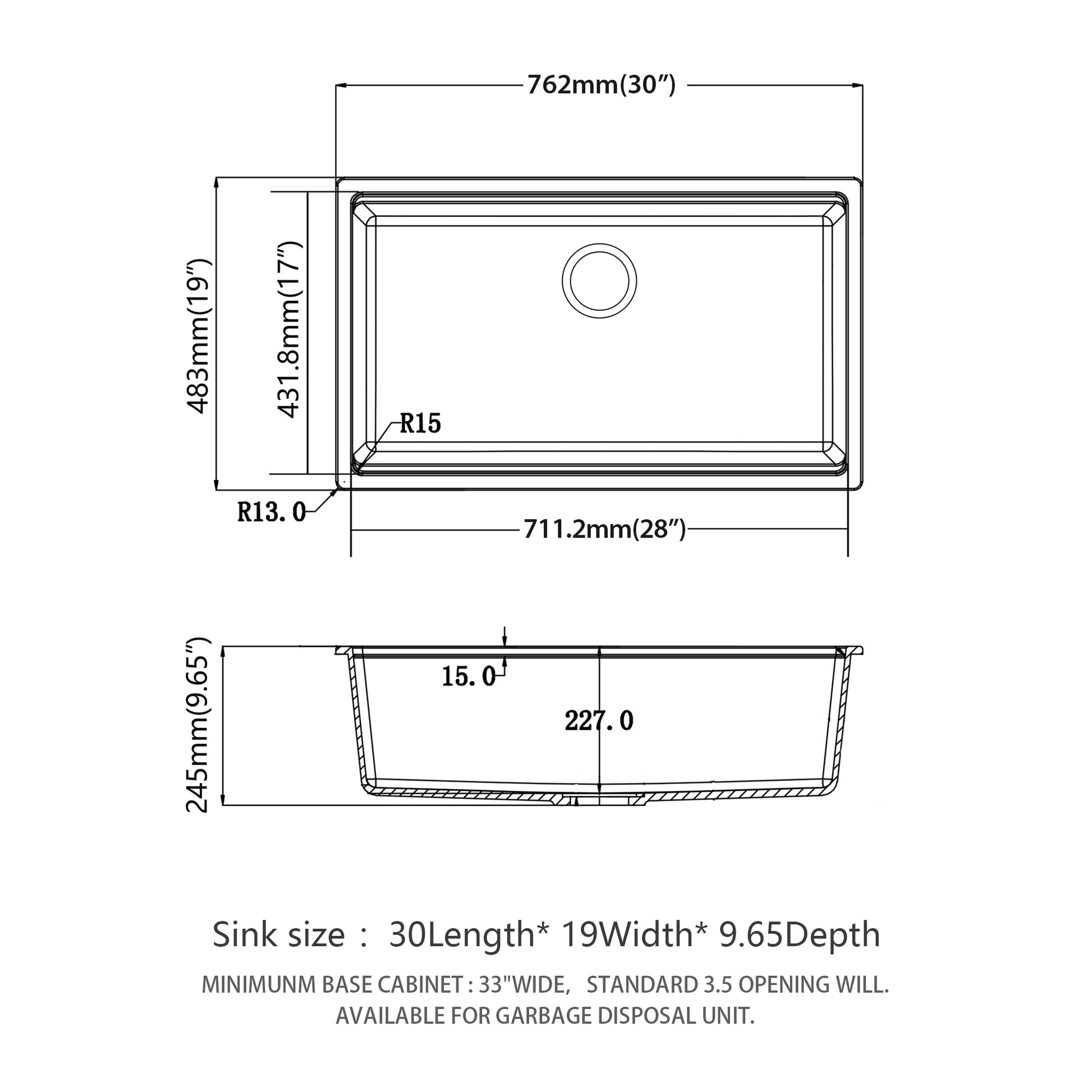 Quartz Kitchen Sink 30X19" White Granite Composite Workstation Undermount Kitchen Sink White Quartz