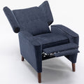 Mid Century Chenille Wingback Recliner Chair, Button Tufted Design Pushback Recliner Chair With Armrest And Solid Wood Legs, For Bedroom Living Room, Navy Blue Navy Blue Chenille