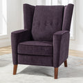 Mid Century Chenille Wingback Recliner Chair, Button Tufted Design Pushback Recliner Chair With Armrest And Solid Wood Legs, For Bedroom Living Room, Purple Purple Chenille