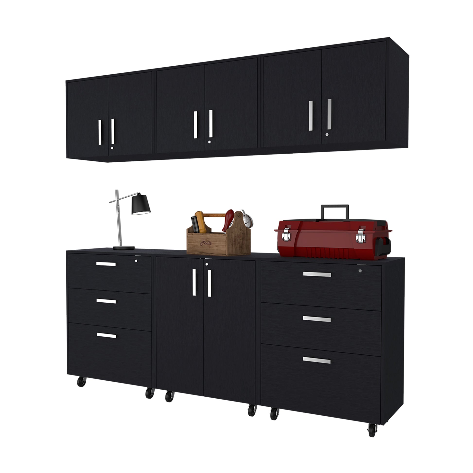 Jenna Black 6 Piece Garage Set Black Wood