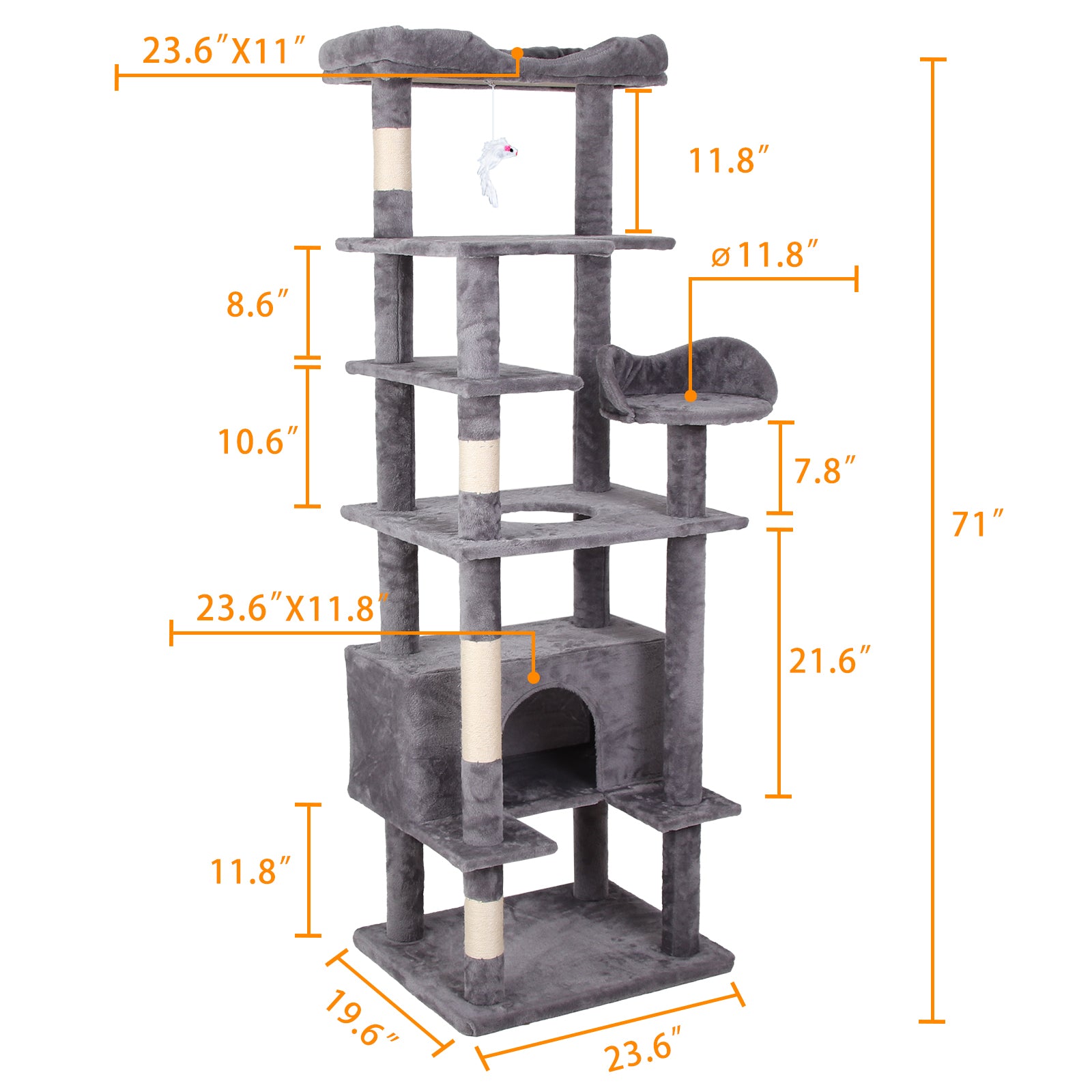 Cat Climbing Frame Antique Gray Altay Velvet