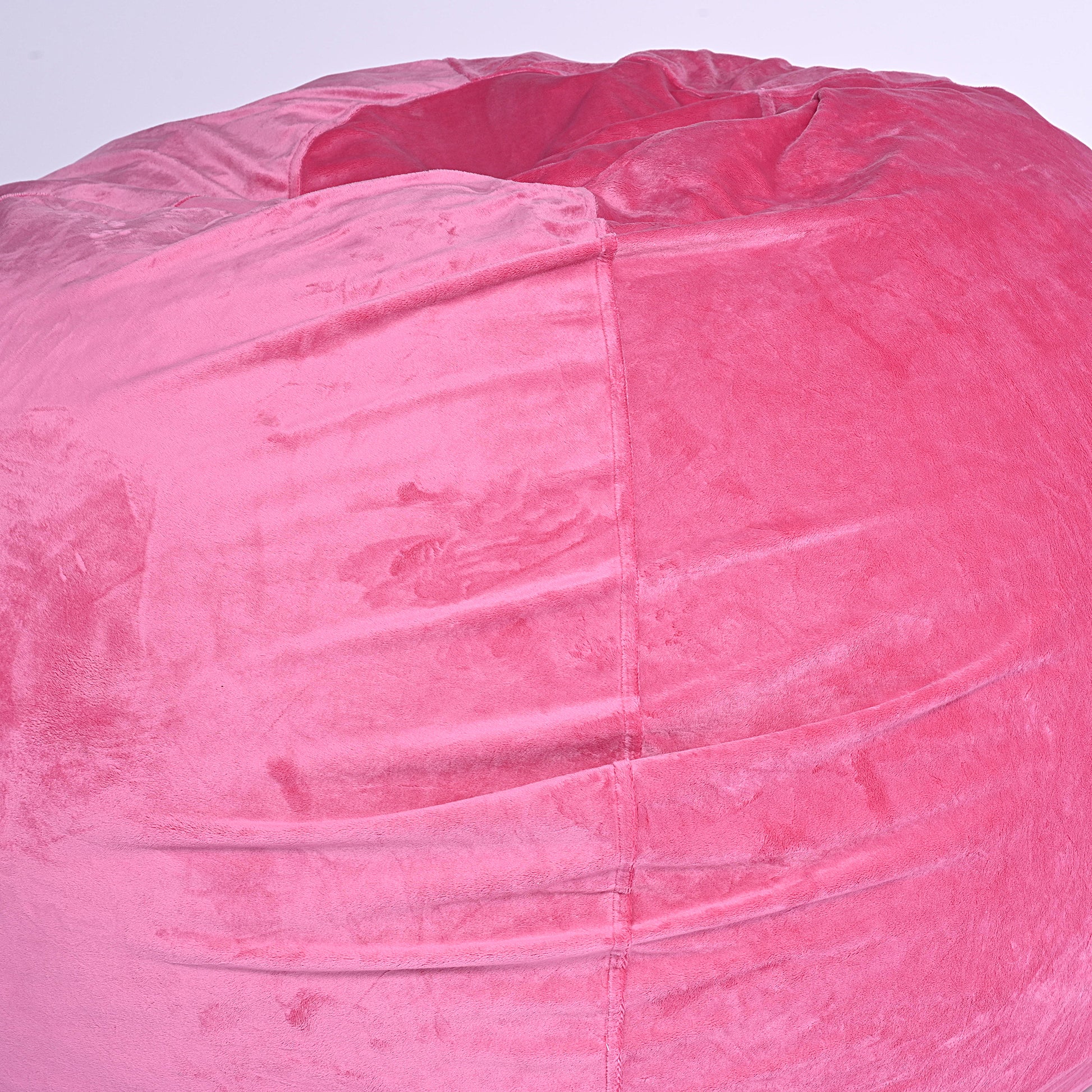 Minky Velvet Bean Bag Chair, Pink 3Ft Plush Floor Chair For Kids And Adults W Washable Cover, Lounge Chair With Stretchable Fabric, Comfy Bedroom Chair, Filled With Shredded And Memory Foam. Pink Velvet