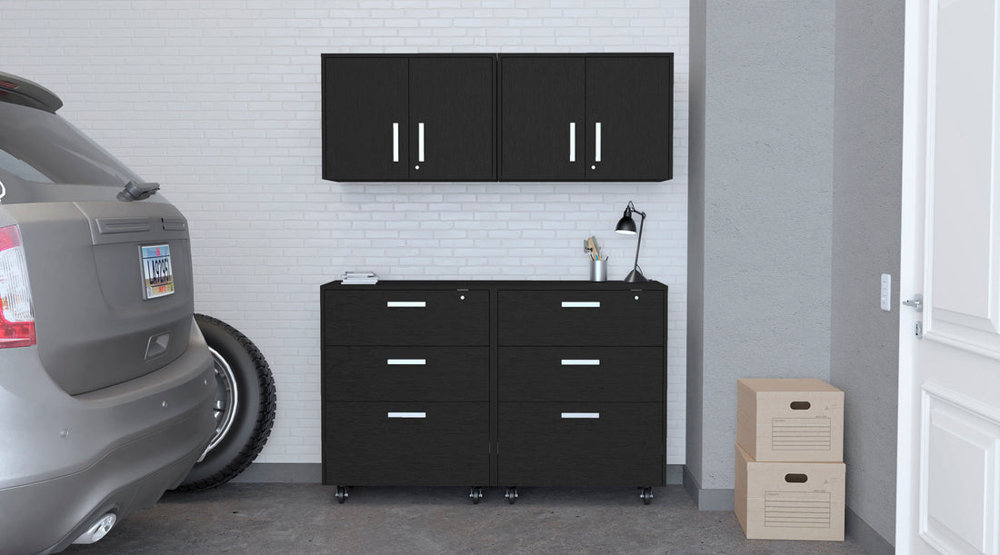 Kaitlyn Black 4 Piece Garage Set Black Wood
