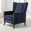 Mid Century Chenille Wingback Recliner Chair, Button Tufted Design Pushback Recliner Chair With Armrest And Solid Wood Legs, For Bedroom Living Room, Navy Blue Navy Blue Chenille