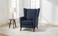 Mid Century Chenille Wingback Recliner Chair, Button Tufted Design Pushback Recliner Chair With Armrest And Solid Wood Legs, For Bedroom Living Room, Navy Blue Navy Blue Chenille