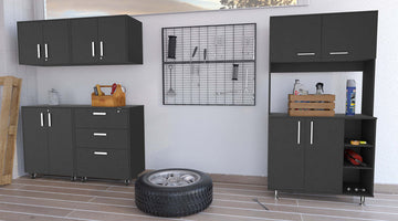 Sierra Black 5 Piece Garage Set Black Wood