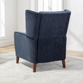 Mid Century Chenille Wingback Recliner Chair, Button Tufted Design Pushback Recliner Chair With Armrest And Solid Wood Legs, For Bedroom Living Room, Navy Blue Navy Blue Chenille