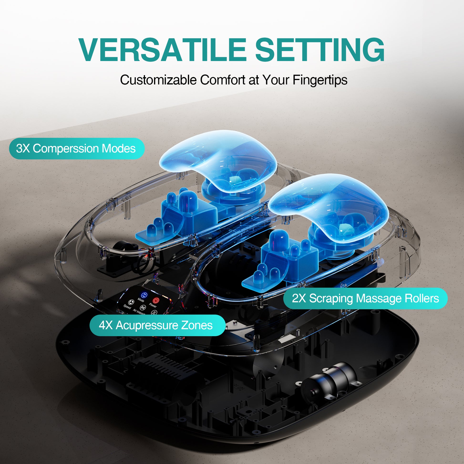 Shiatsu Foot Massager With Heat And Deep Kneading Therapy, Air Compression, Vibration For Pain Relief And Circulation, Open Toe Style,Home Or Office Use Grey Abs Abs Pc