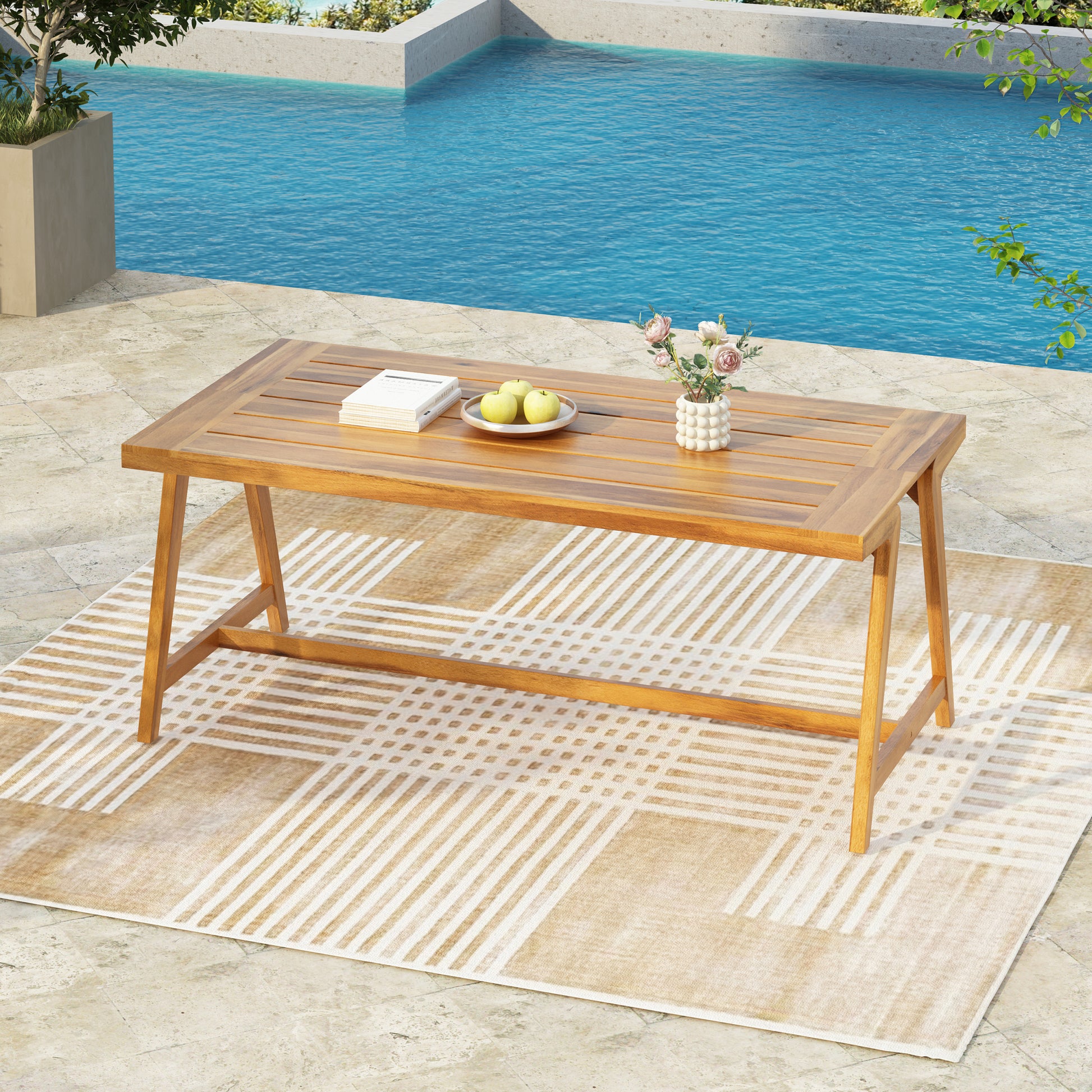 Dining Table No Acacia Wood Garden & Outdoor Modern Acacia Wood