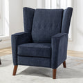 Mid Century Chenille Wingback Recliner Chair, Button Tufted Design Pushback Recliner Chair With Armrest And Solid Wood Legs, For Bedroom Living Room, Navy Blue Navy Blue Chenille