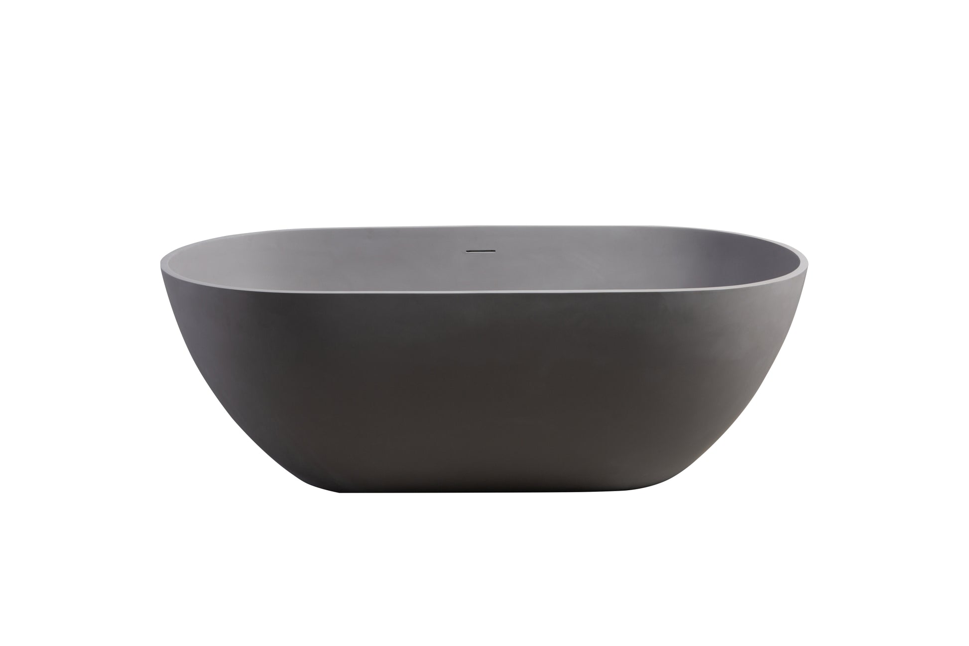 63" Luxury Engineered Solid Surface Bathtub, Stone Resin Freestanding Soaking Bathtub With Overflow And Pop Up Drain For Contemporary Bathroom, Matte Grey 23S03 63Mg Matte Gray Bathroom Freestanding Tubs Matte Soaking Center Engineered Stone