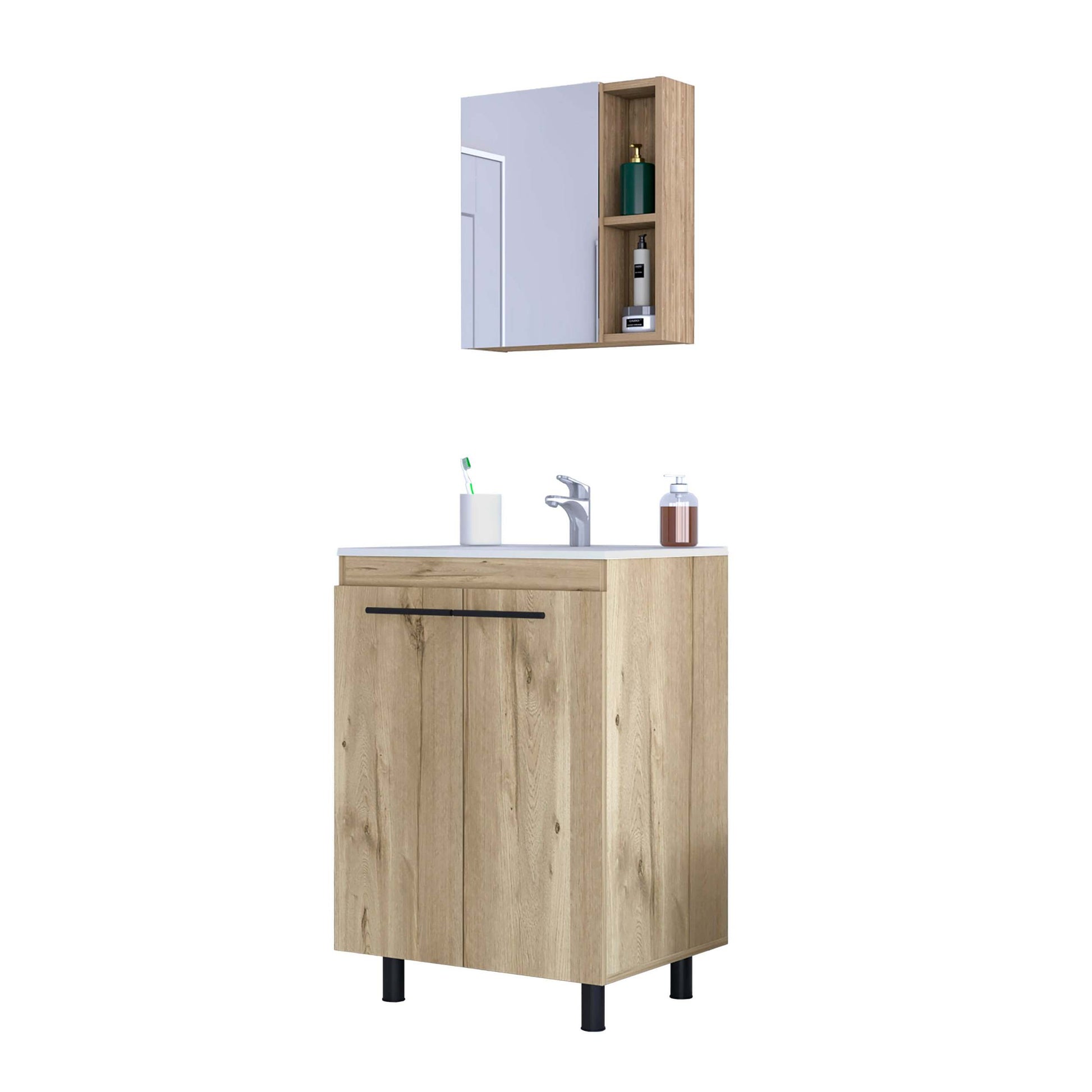 Olivia Light Oak 2 Piece Bathroom Set - Light Oak