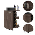Tennessee Bar Cart, One Cabinet With Division, Six brown-primary living space-open storage