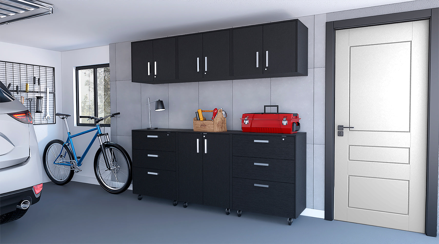Jenna Black 6 Piece Garage Set Black Wood