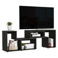 Being Extendable Tv Stand, Multiple Shelves Black Black Primary Living Space 50 59 Inches Particle Board Particle Board