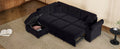 Sleeper Sectional Sofa, L Shape Corner Couch Sofa Bed With Storage Ottoman & Hidden Arm Storage & Usb Charge For Living Room Apartment, Black Black Velvet 4 Seat