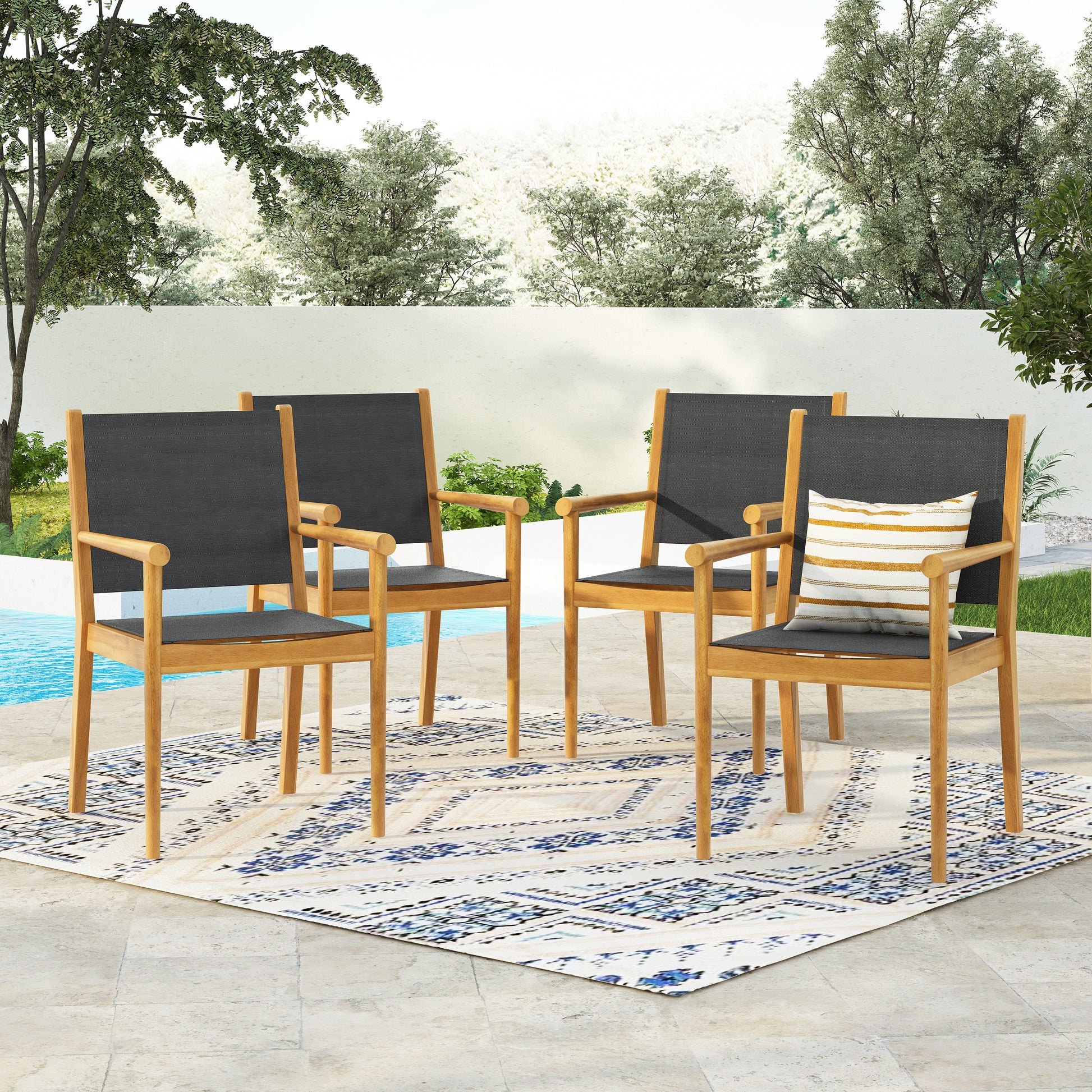 Cordoba Kd Dining Chair No Teak Garden & Outdoor Modern 2 Person Seating Group Acacia Wood