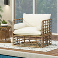 Club Chair Light Brown Foam Pe Rattan Iron