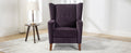 Mid Century Chenille Wingback Recliner Chair, Button Tufted Design Pushback Recliner Chair With Armrest And Solid Wood Legs, For Bedroom Living Room, Purple Purple Chenille