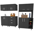 Sierra Black 5 Piece Garage Set Black Wood
