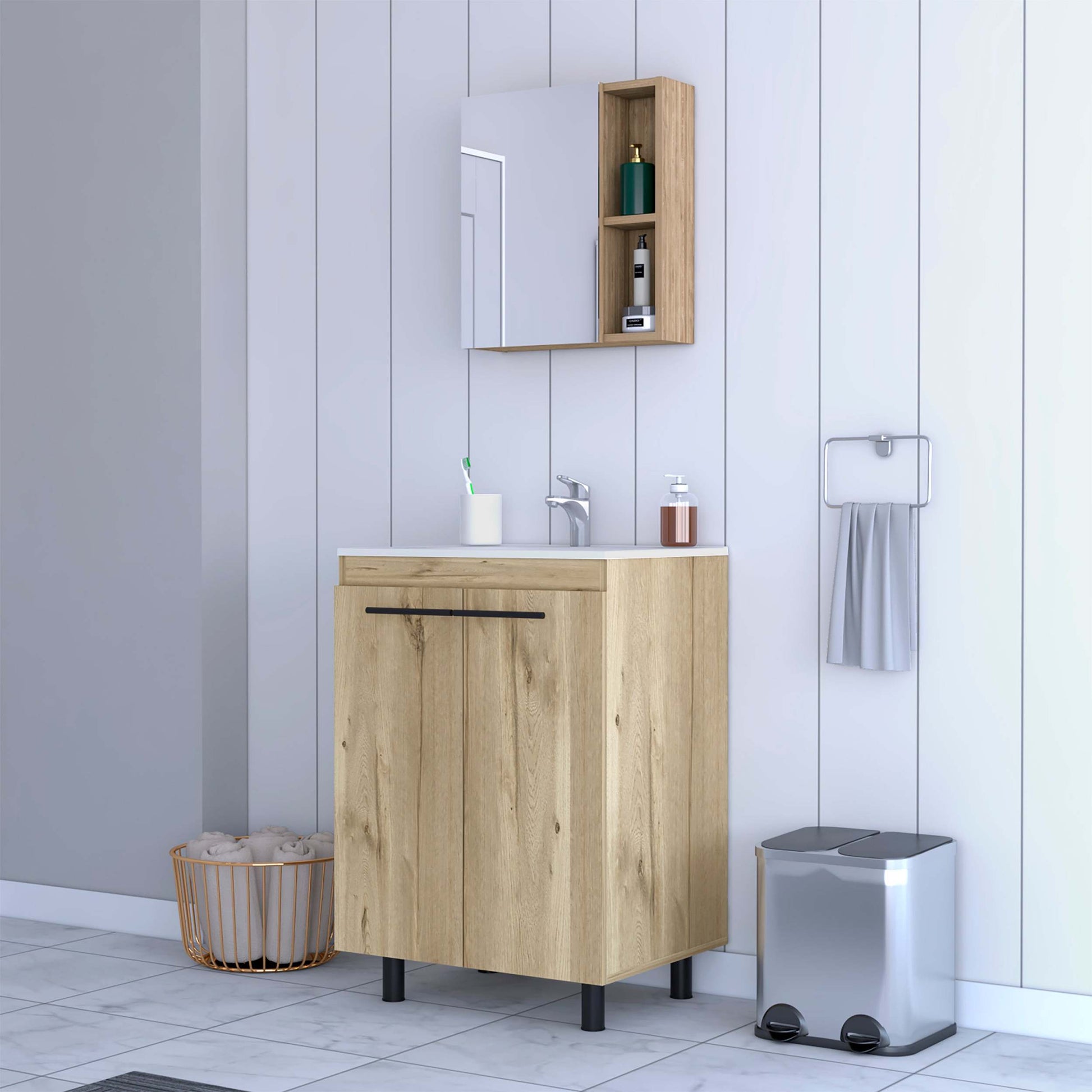 Olivia Light Oak 2 Piece Bathroom Set - Light Oak