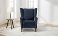 Mid Century Chenille Wingback Recliner Chair, Button Tufted Design Pushback Recliner Chair With Armrest And Solid Wood Legs, For Bedroom Living Room, Navy Blue Navy Blue Chenille