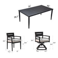 7 Piece Outdoor Patio Aluminum Furniture, Modern Dining Set, Including 6 Swivel Rockers Sunbrella Fabric Cushioned And Rectangle Dining Table With Umbrella Hole, Ember Black Yes Dining Set Ember