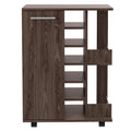 Tennessee Bar Cart, One Cabinet With Division, Six brown-primary living space-open storage