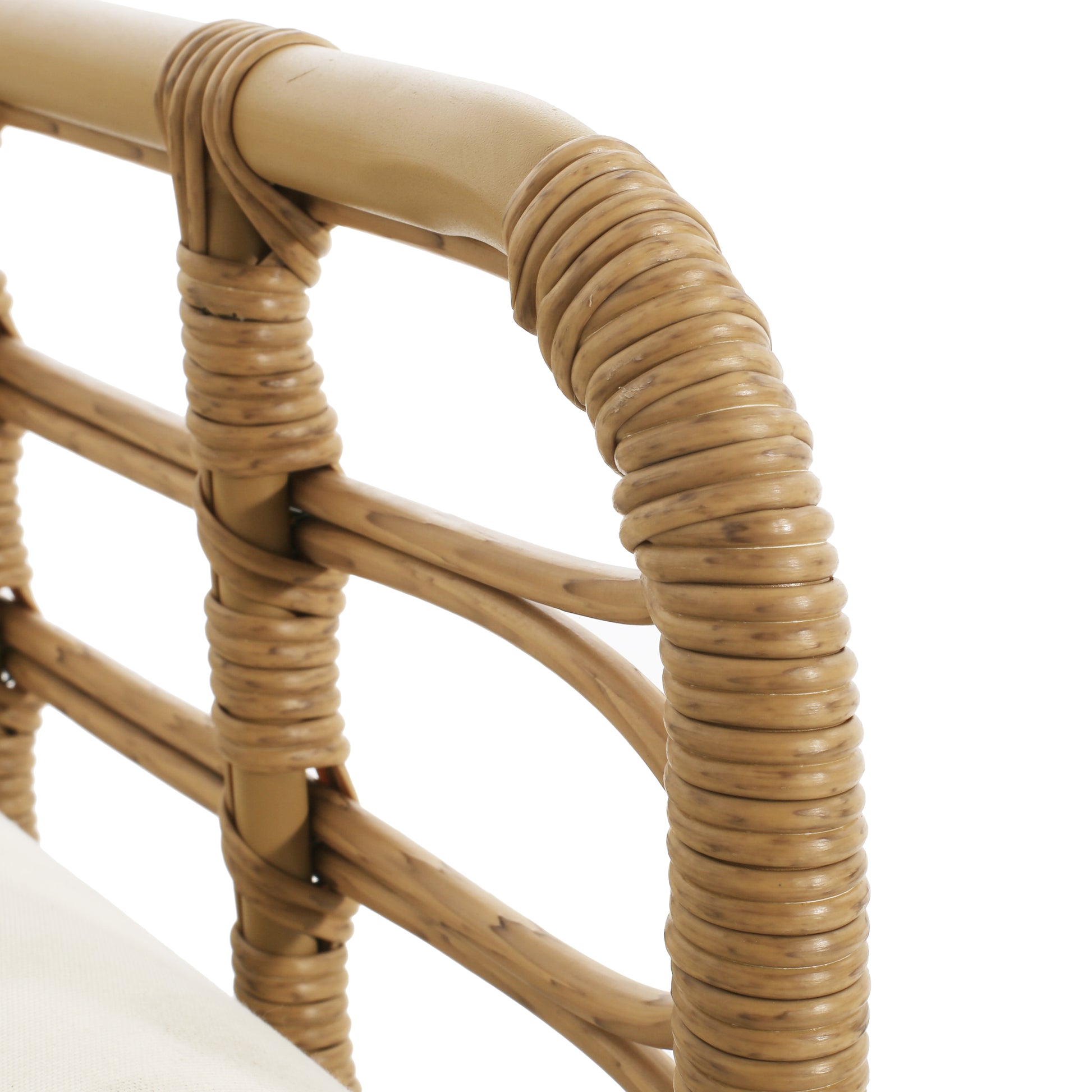 Club Chair Light Brown Foam Pe Rattan Iron