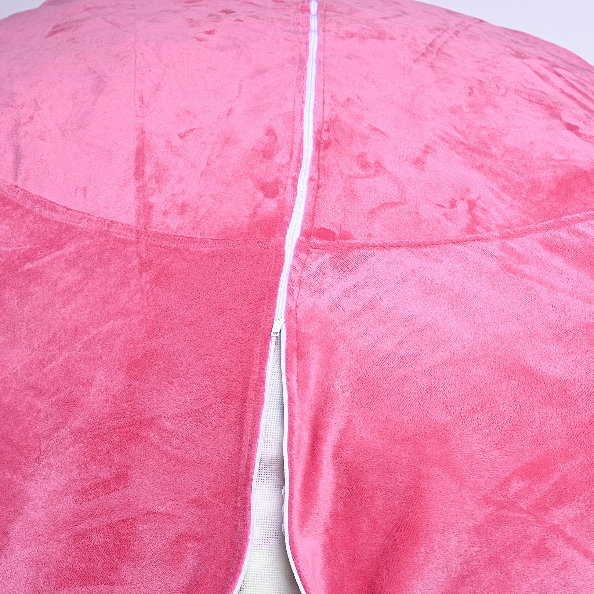 Minky Velvet Bean Bag Chair, Pink 5Ft Plush Floor Chair For Kids And Adults W Washable Cover, Lounge Chair With Stretchable Fabric, Comfy Bedroom Chair, Filled With Shredded And Memory Foam. Pink Velvet