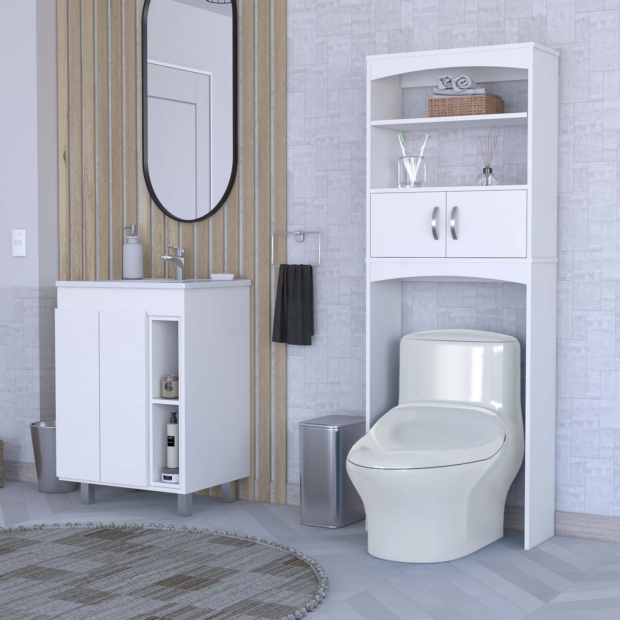 Elyria White 2 Piece Bathroom Set - White 4 2 18