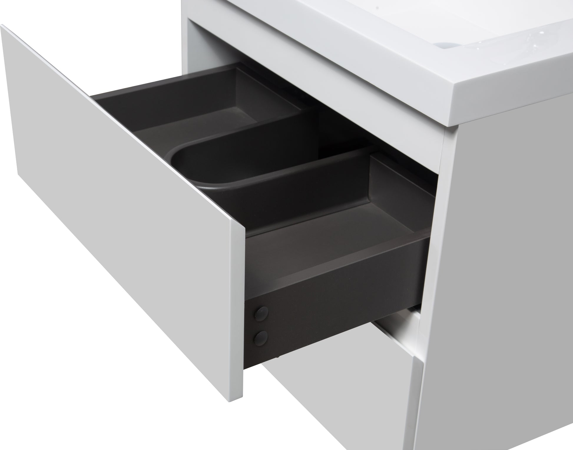 24'' Wall Hung Bathroom Vanity In Gloss White With White Top Glossy White Mdf