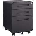 3 Drawer Mobile File Cabinet Under Desk Office,Simple Style Versatile Storage Cabinet For Legal Letter A4 Files, 5 Wheel Design Anti Tilting Cold Rolled Steel Waterproof Moisture Proof Black Mobile File Cabinets 3 4 Drawers Black Office Mobile Modern