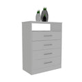 Continental Dresser, Superior Top, Four Drawers, One Shelf White White Bedroom Modern Particle Board Particle Board