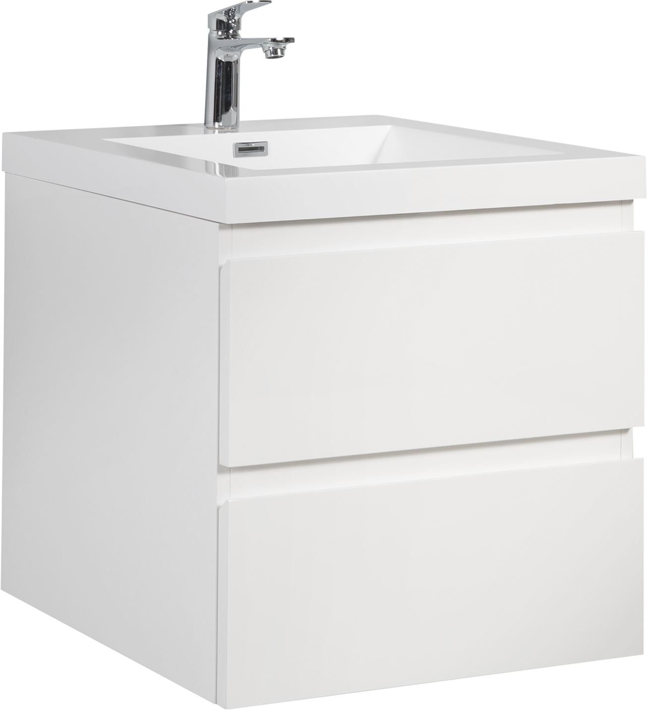 24'' Wall Hung Bathroom Vanity In Gloss White With White Top Glossy White Mdf
