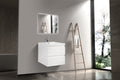 24'' Wall Hung Bathroom Vanity In Gloss White With White Top Glossy White Mdf