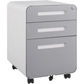 3 Drawer Mobile File Cabinet Under Desk Office,Simple Style Versatile Storage Cabinet For Legal Letter A4 Files, 5 Wheel Design Anti Tilting Cold Rolled Steel Waterproof Moisture Proof Black Filing Cabinets 3 4 Drawers White Gray Mobile Modern Metal