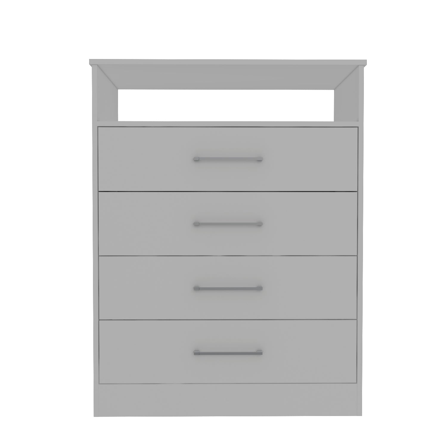 Continental Dresser, Superior Top, Four Drawers, One Shelf White White Bedroom Modern Particle Board Particle Board