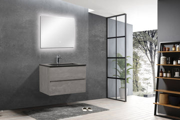 30'' Wall Hung Bathroom Vanity in Ash Gray With