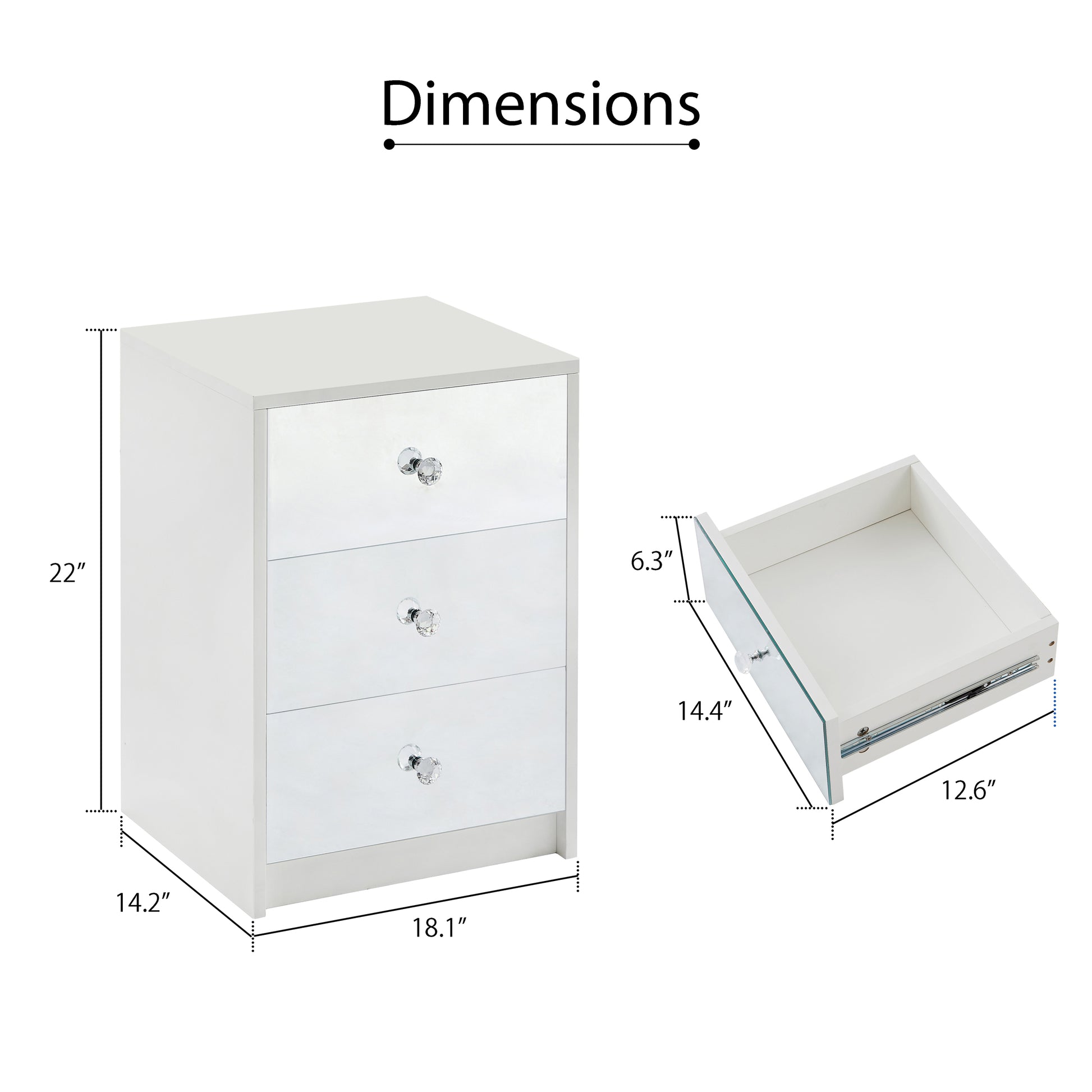 3 Drawer Nightstand For Bedroom, Modern Wood And