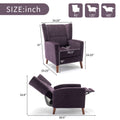Mid Century Chenille Wingback Recliner Chair, Button Tufted Design Pushback Recliner Chair With Armrest And Solid Wood Legs, For Bedroom Living Room, Purple Purple Chenille