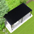 8640E Louver Pergola 10X19Ft Aluminum Frame & Steel Louvers Black Aluminum