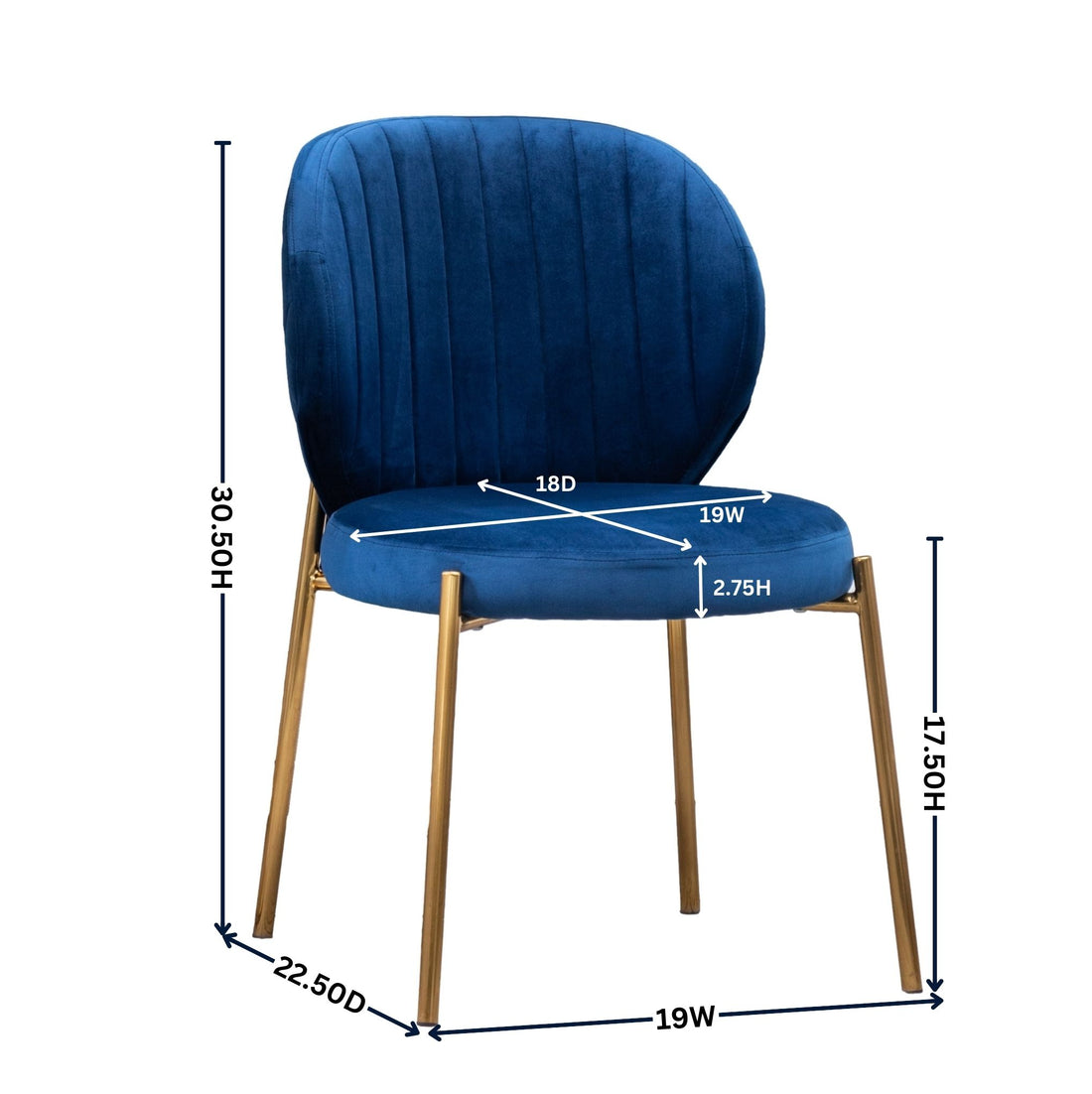 Amoa Contemporary Velvet Upholstery Dining Chair, Blue Blue Velvet