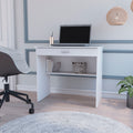 Kaylor Storage Desk, Modern Design With Drawer And Shelf White Computer Desk Office Modern Freestanding Pine Drawers Computer Tables Particle Board Engineered Wood